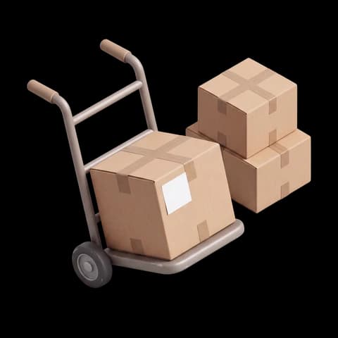 Una carretilla de carga con cajas de cartón apiladas